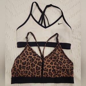 2 Nike Women's Sports Bras: B&W and Leopard Print